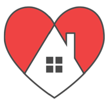 A drawing of a red heard with a house inside the heart.