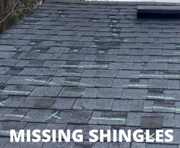 Missing asphalt shingles
