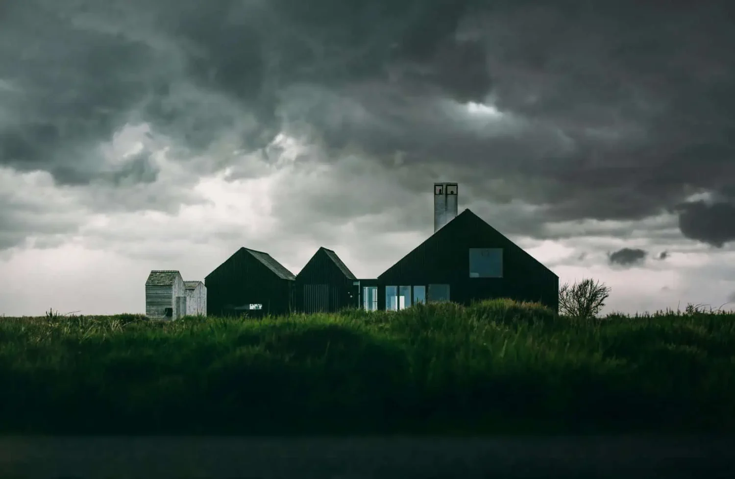 Home with a storm forming overhead