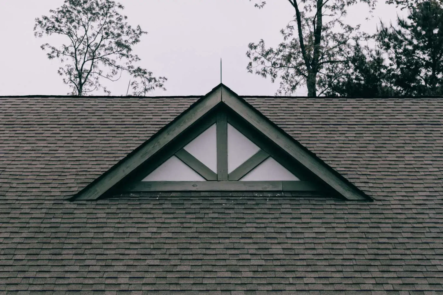 Light grey roof with asphalt shingles