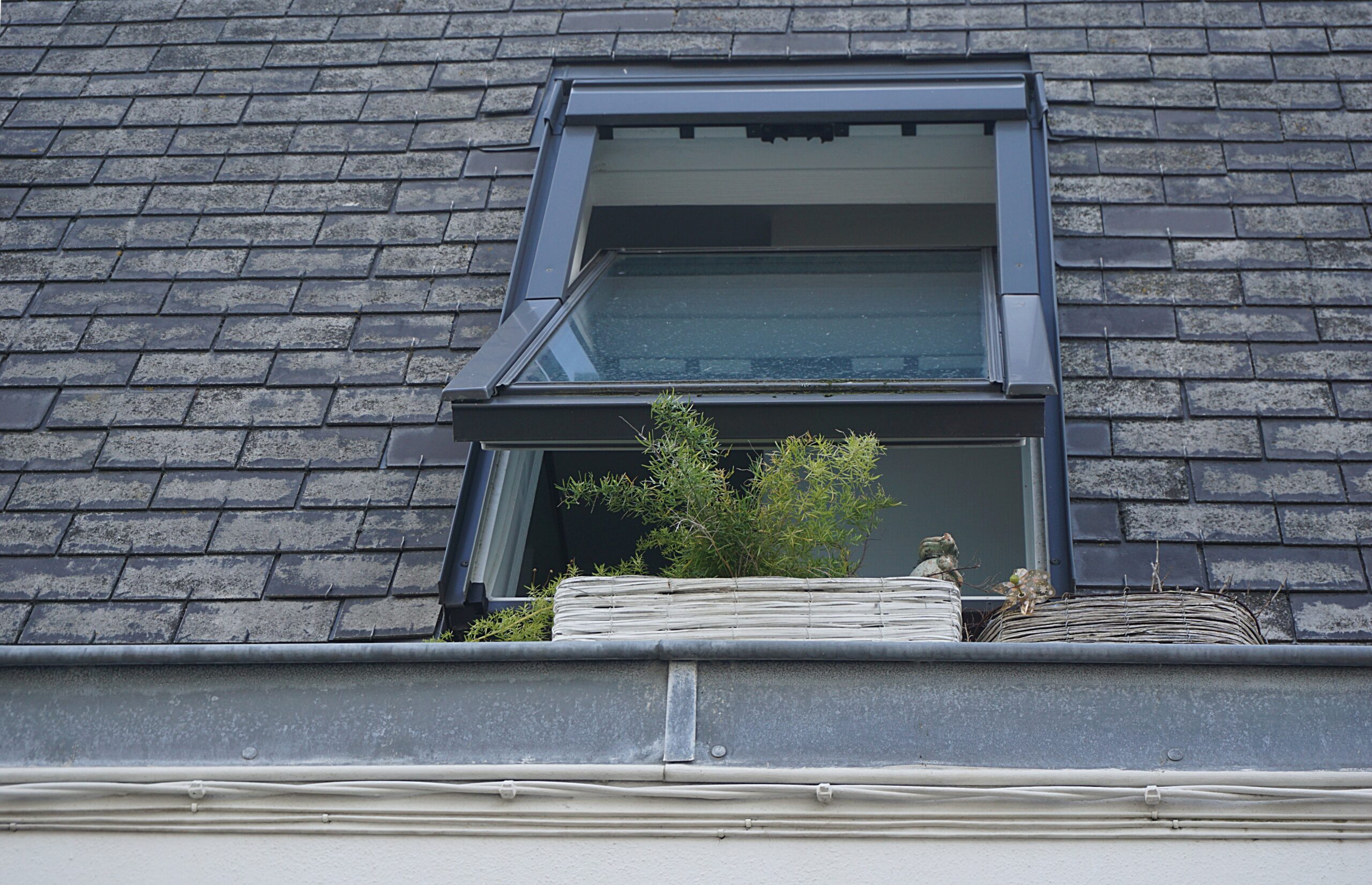 Outdoor view of skylight on a roof