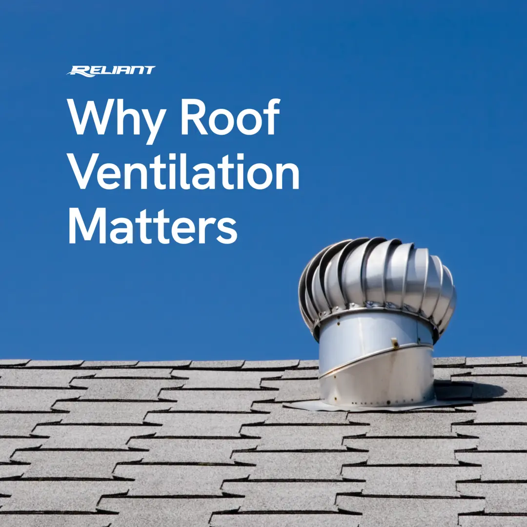 A roof with an exhaust captioned, "why roof ventilation matters"