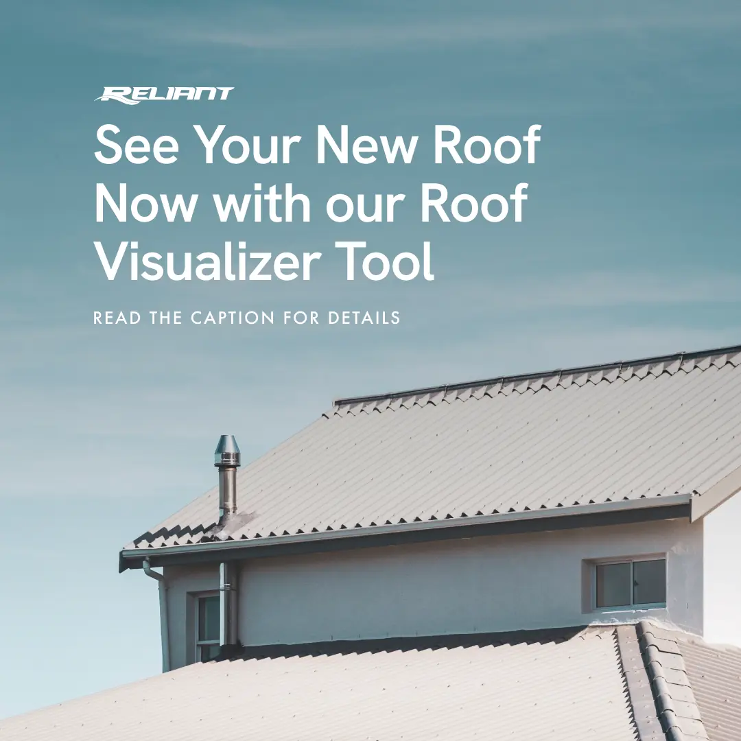 Roof and Sky with text "See your new roof now with our roof visualizer tool"